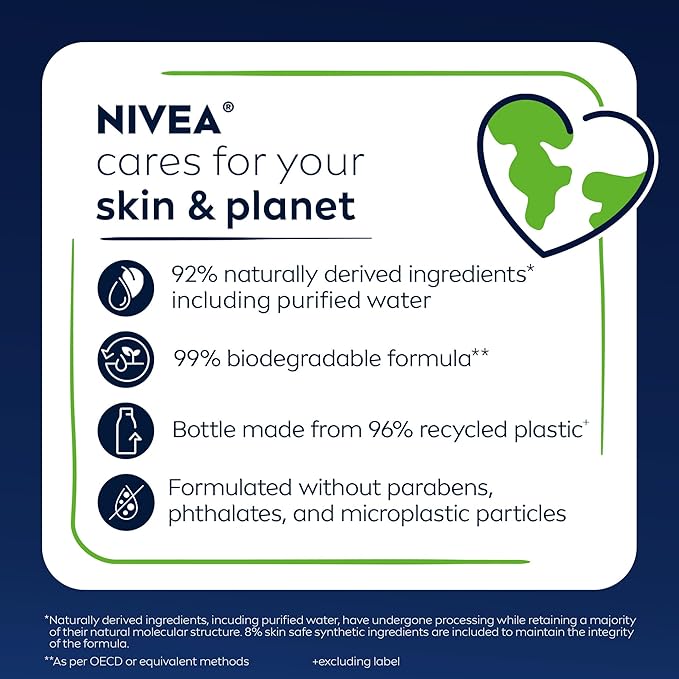 NIVEA MEN Boost Body Wash, Citrus Scent and Caffeine Enriched, 3-in-1 Men's Body Wash, Face and Hair, Paraben Free, Vegan Formula, 16.9 Fl Oz Bottle, Pack of 3