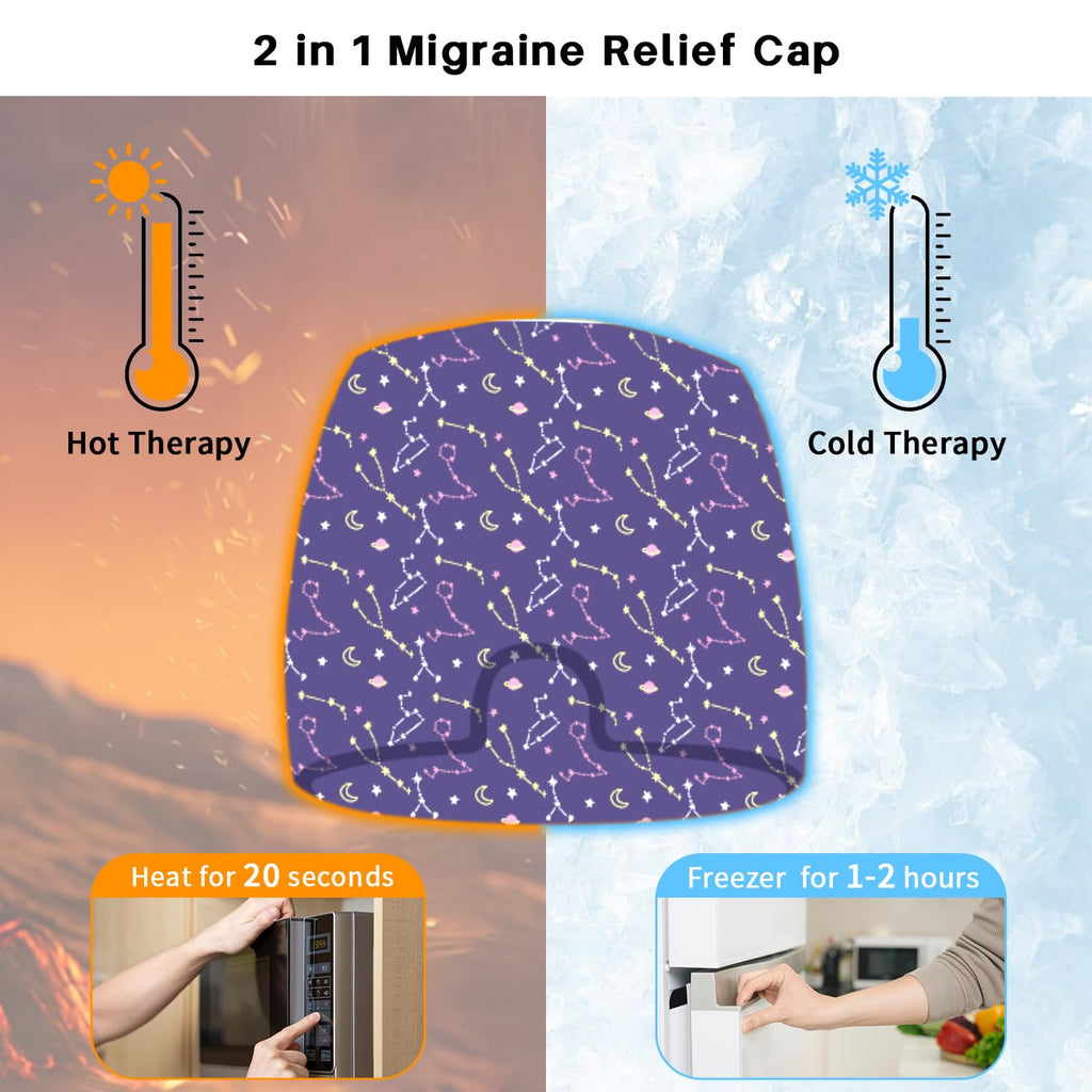 my novel things Migraine Relief Cap, Gel Cooling Headache Mask 2PK