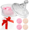 HUGOMOVA 5 Pcs Extra Large Body Powder Puff and Container Set – 5.43" Oversize Crystal Powder Container | 3.54" Ultra-Soft Velour Puff, Washable & Reusable, Ideal for Face (Clear)