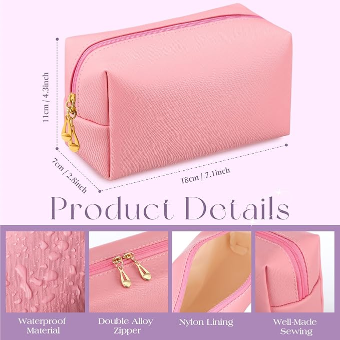 Kigeli Aesthetic Makeup Bags PU Leather Cosmetic Pouches Waterproof Plain Toiletry Bags Makeup Pouches Bulk for Women Party Gift Travel Storage Organizer(Purple Series,7.1 x 2.8 x 4.3 in)