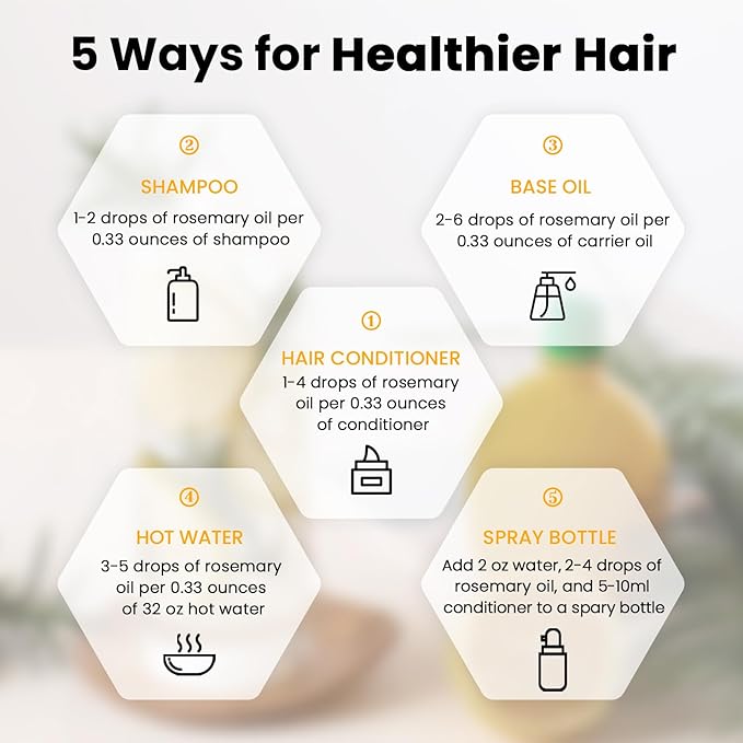 HIQILI Rosemary Essential Oil for Hair Care, Skin Care & Aromatherapy