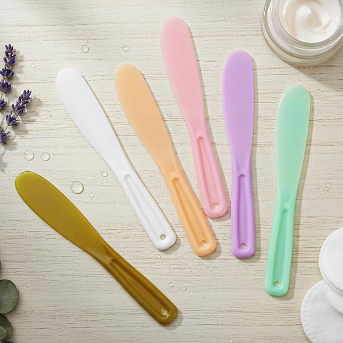 Ymapinc 6 Pcs Lotion Applicator, Facial Spatula, Reusable Plastic Cosmetic Spatulas, Face Mask Makeup Spatula Tool for Skincare, Scoop for Cream Mixing, Jar Scraping, Skincare Tools (Colored)