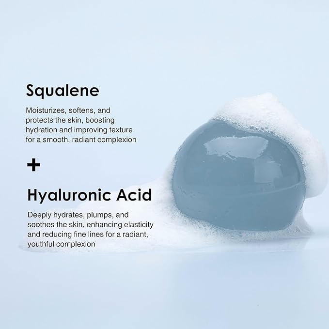 Naisture Be Bare Jelly Ball Cleanser, Daily Face Wash Korean Skin Care Cleanser Ball for Dry Skin with Squalane & Hyaluronic Acid for Skin Hydration and Moisturizing - Fresh Aqua (1.41oz)