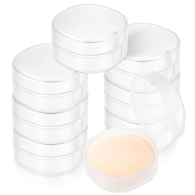 BrightRow 8 Pcs Portable Plastic Travel Cotton Pad Holder with Hanging Loop – Frosted Translucent Cosmetic Case for Makeup Cotton Balls, Toner Pads, and Powder Puff Organization