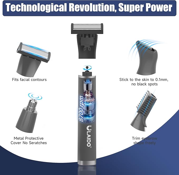 Body Hair Trimmer for Men, 4 in 1 Versatile Trimmer Shavers for Groin/Ball/Beard/Eyebrow/Nose/Ear Hair Shaver, USB-C Electric Pubic Hair Trimmer for Smooth Shaving with Storage Bag