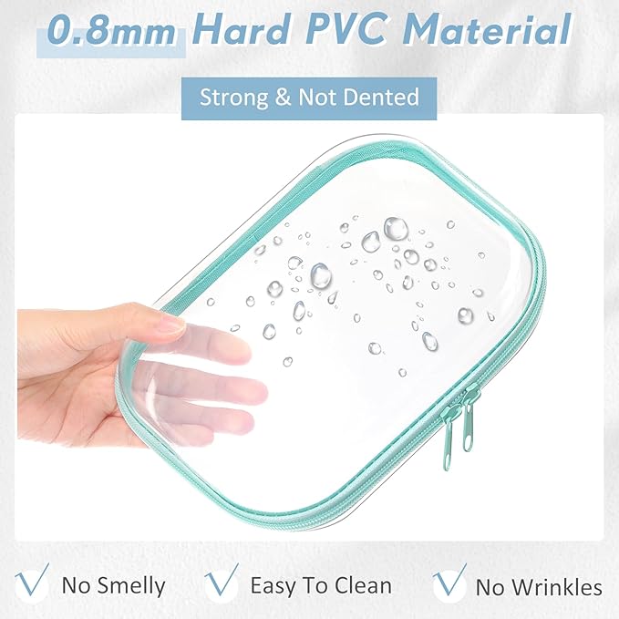 Sanwuta 10 Pcs Hard Zipper Case Clear Hard Pouches Plastic Zipper Pencil Portable Box Toy Storage Bins Plastic Container for Travel Toiletry Office Cosmetic Block Puzzle Organizer (S/m,Macaron Color)