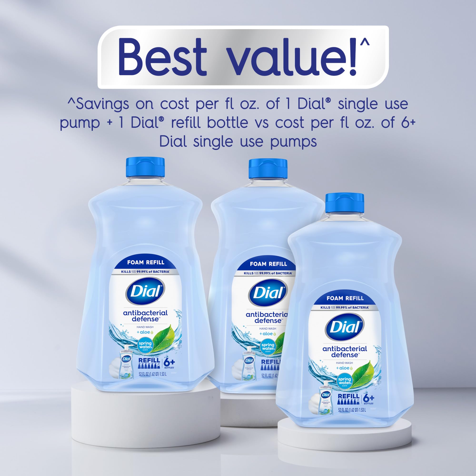 Dial Antibacterial Defense Foaming Hand Soap Refill, Spring Water, 52 Fl Oz