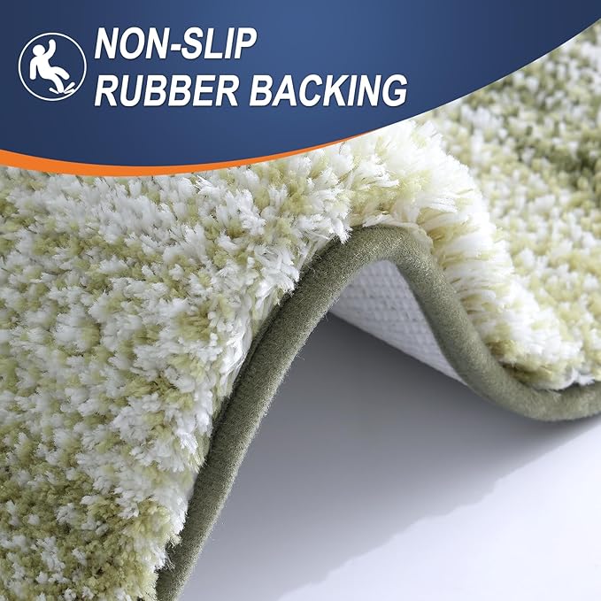 OLANLY Bathroom Rug Set 2 Piece, Soft Absorbent Microfiber Bath Rug Set, Non-Slip, Machine Wash Dry, Plush Shaggy Bath Mats for Bathroom (30"x20"+24"x16", Dark Green)