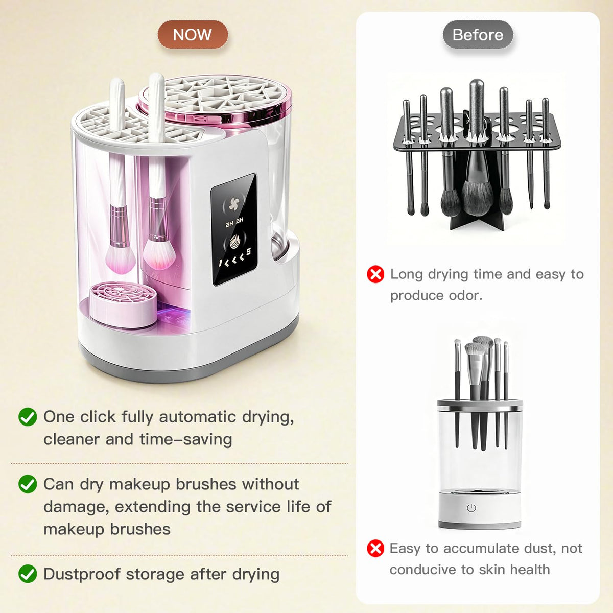 3-IN-1 Electric Makeup Brush Cleaner Machine and Dryer, SBMKK Automatic Make Up Brush Cleaner Tool, for All Size Brush Sponges Beauty Cosmetic Set