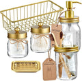 SheeChung Mason Jar Bathroom Accessories Set,6Pcs Rustic Bathroom Set