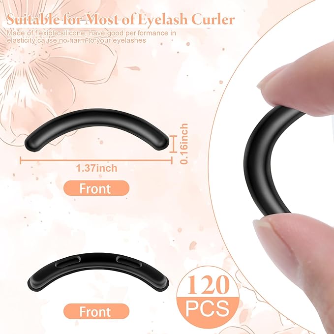 120Pack Fit for Shiseido and for Shu uemura Eyelash Curler Refill Pads,High Elasticity Silicone Replacement Pad,Use with Eye Lash Curler，Easy to Replace (Black).