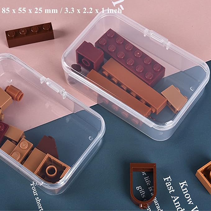 28 Pack Rectangular Clear Plastic Storage Containers Box with Hinged Lid for Beads and Other Small Craft Items (Mixed Sizes 1)