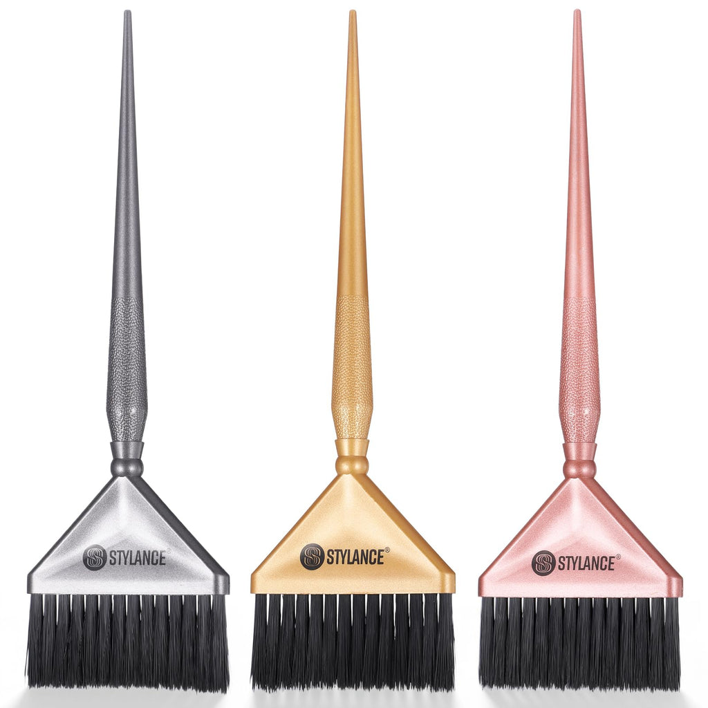 3Pcs Hair Color Brushes Applicators Hair Dye Brush Salon Tint Brushes Hairs Coloring Brush Stylist Hairs Coloring Tool for Salon Home, Silver, Rose Pink, Gold, Professional