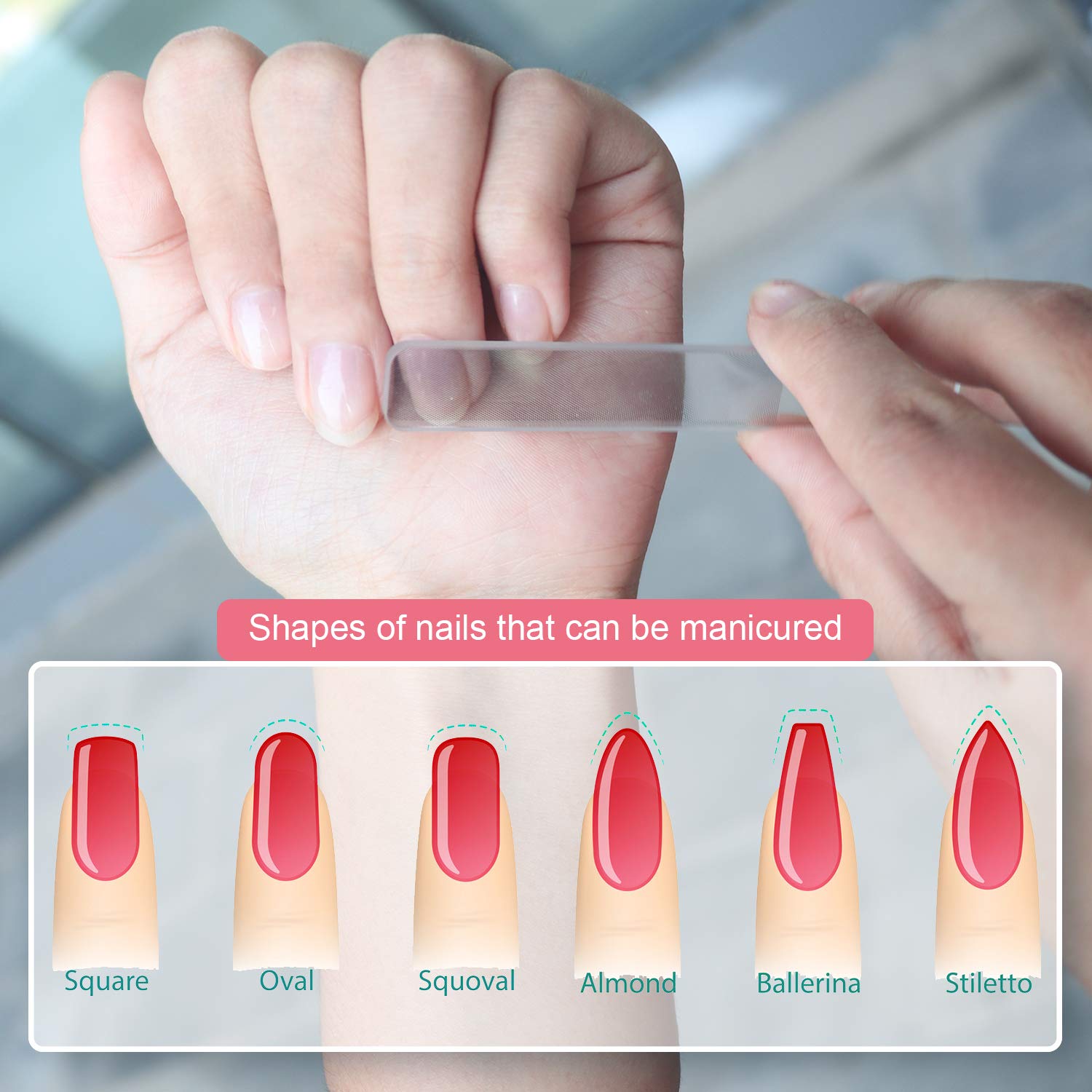 RedFlow Glass Nail File,Nail Buffer Set Contains 2 Nano Glass Nail Files and 1 Nano Glass Foot File,Professional Manicure Set,Nail Files for Natural Nails Removing Calluses