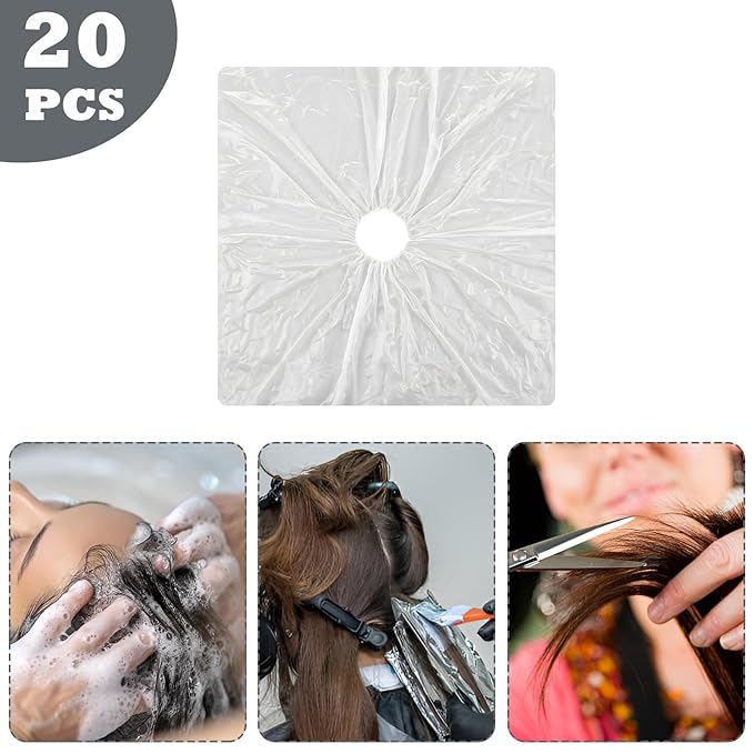 20 Pcs Disposable Capes Waterproof Hair Cutting Cape Hair Color Cape Disposable Hair Salon Capes for Hair Stylist, Hair Dye and Styling Bibs for Home and Salon Use 39 x 39 inch Disposable Barber Cape
