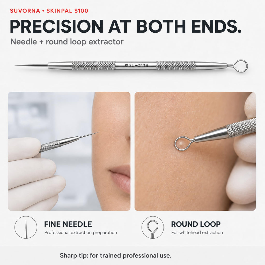 Suvorna Pimple Popper Tool Kit & Milia Remover, Blackhead Remover Tool, White Head Remover for Face & Comedone Extractor with Lancets for Facial Extraction - Acne Extraction Tools for Estheticians.