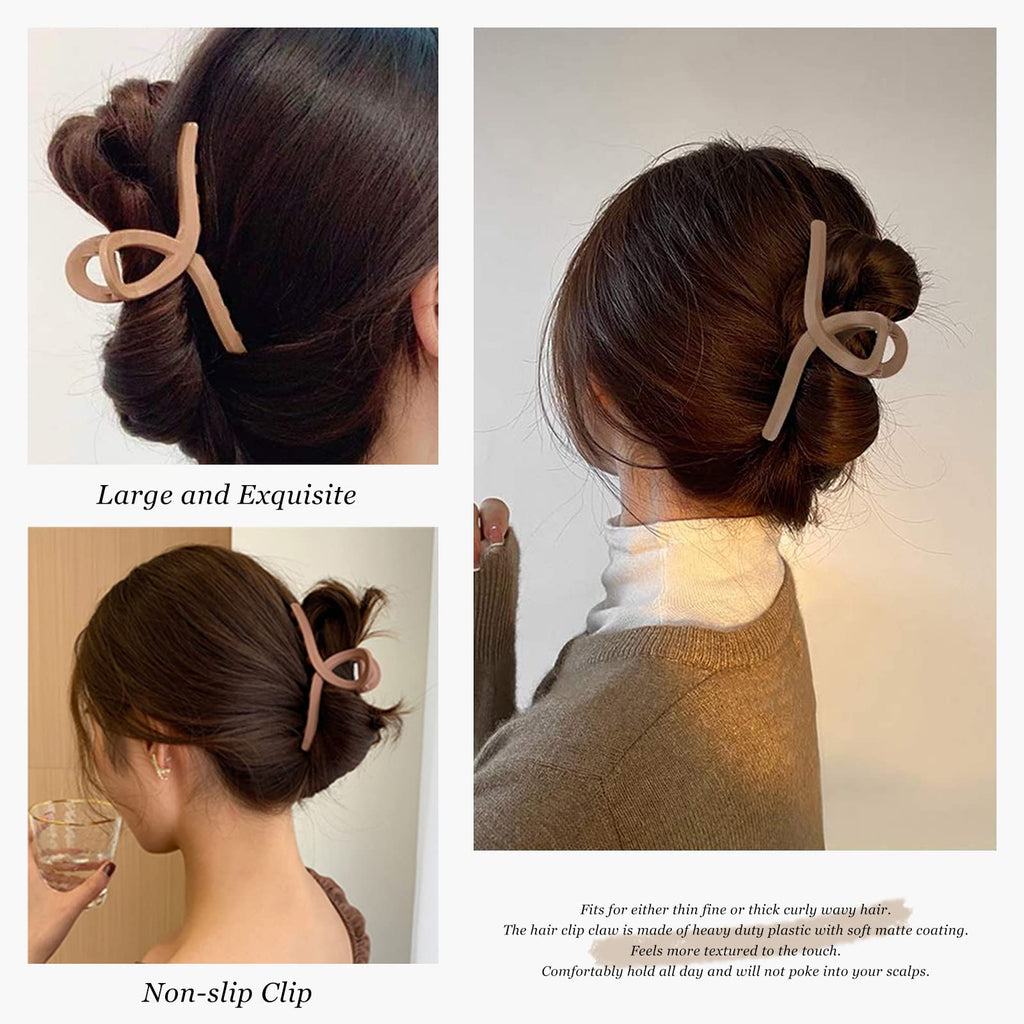 Big Matte Jaw Large Butterfly Hair Clips - No Slip Strong Hold Barrettes and Clamps, 4 Pcs for Christmas, Valentine's and Mother's Day Gifts