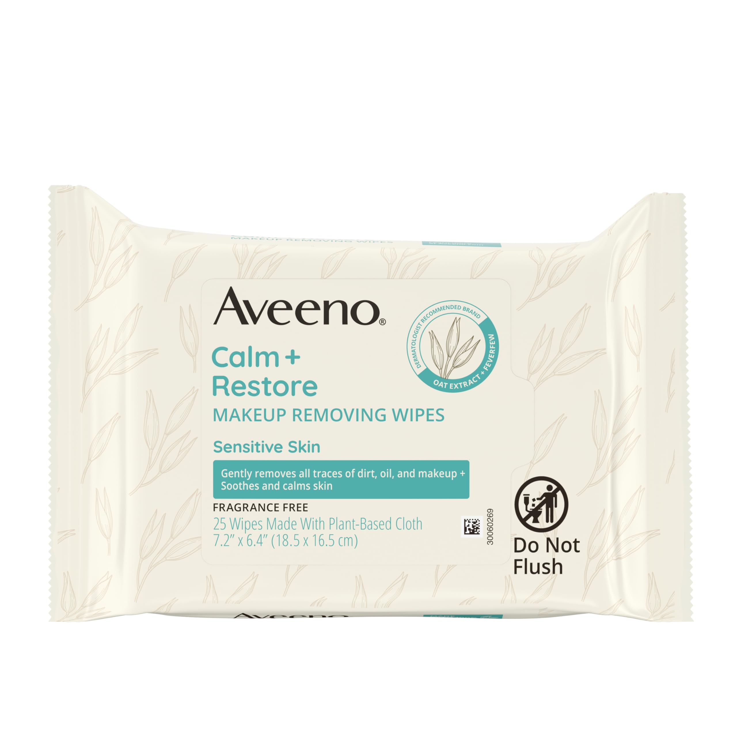 Aveeno Calm + Restore Unscented Makeup Remover Wipes, Alcohol-Free, 25 Ct