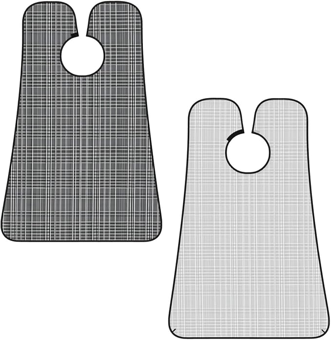 YQxwJL Gray Plaid Lines Print Beard Bib Shaving Apron, Beard Hair Trimming Cape Gift For Dad