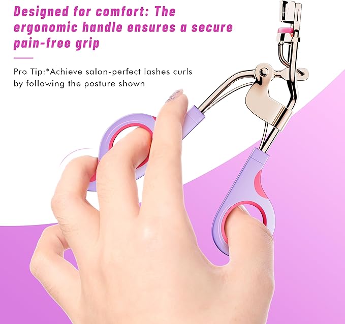 Eye Lash Curler with 6 Replacement Pads, Whalrace Eyelash Curlers Superior Curling Effect, Beautiful and Easy to Identify, Valentine's Day Gift for Her, Beauty Enthusiasts -Rose Gold Purple Red