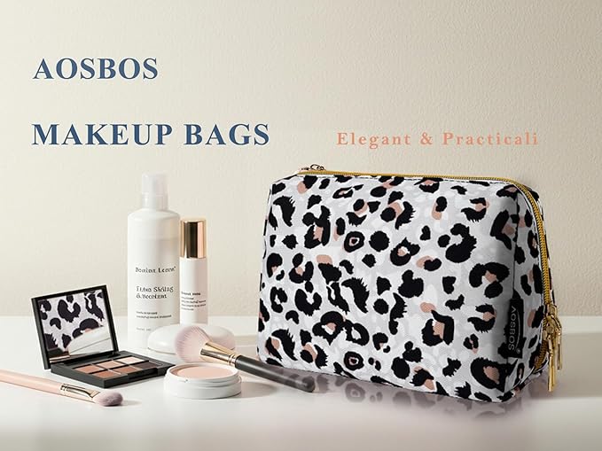 Aosbos Small Makeup Pouch, Travel Cosmetic Bags for Women,Travel Pouch