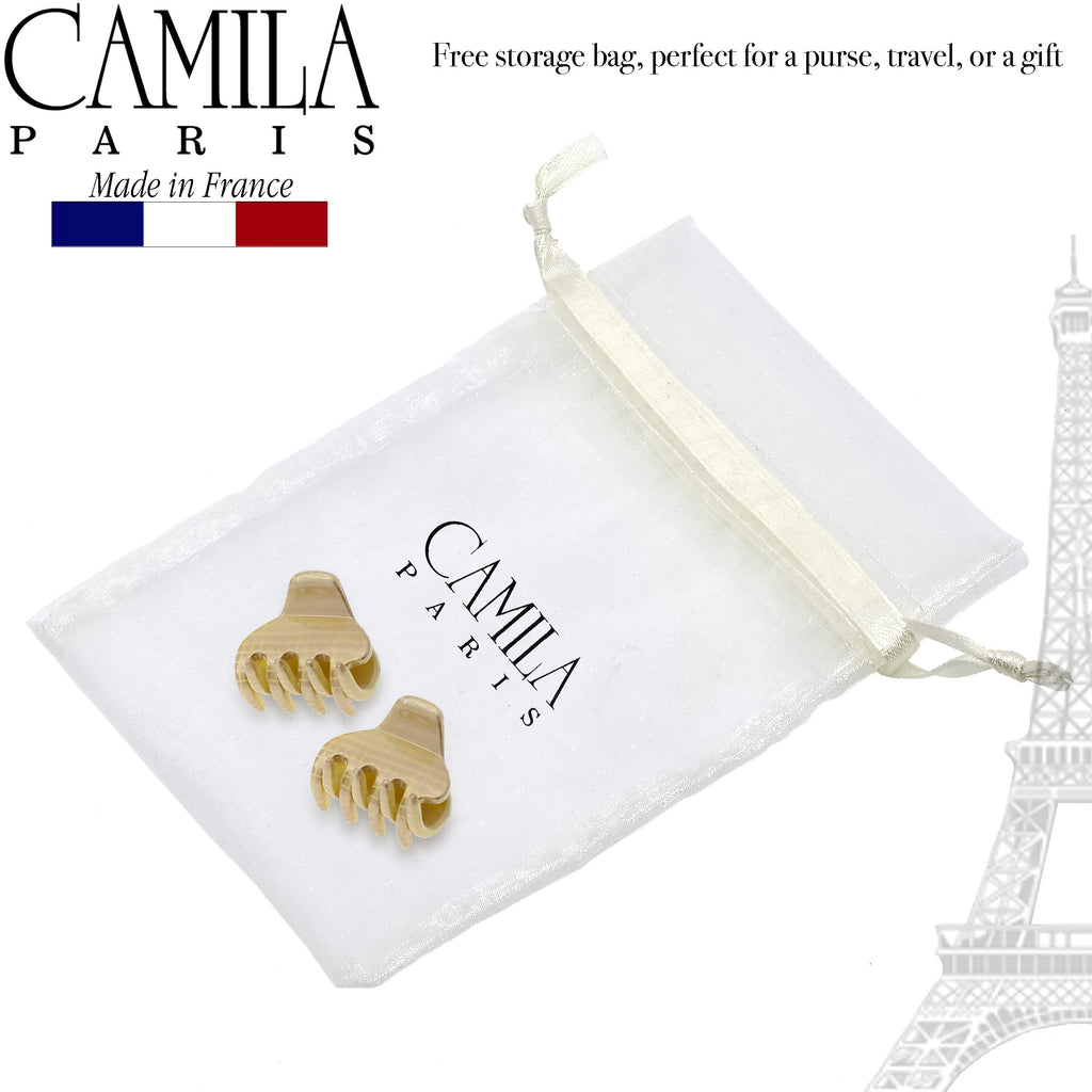 Camila Paris CP3198 French Small Hair Clips for Women, 1" Set of 2 Small Claw Clip Fashion Styling Mini Hair Clip Accessories for Women, Strong Hold No Slip Grip Cute Claw Clips, Made in France