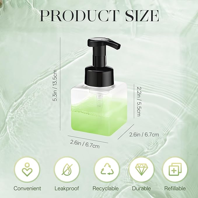 30 pcs 8.5 oz Foaming Soap Dispenser Plastic Foaming Pump Bottle, Refillable Dispenser with Plastic Pump, Empty Hand Bottles for Liquid Soap, Shampoo, Bathroom,Hotel,Restaurant (30, Transparent)