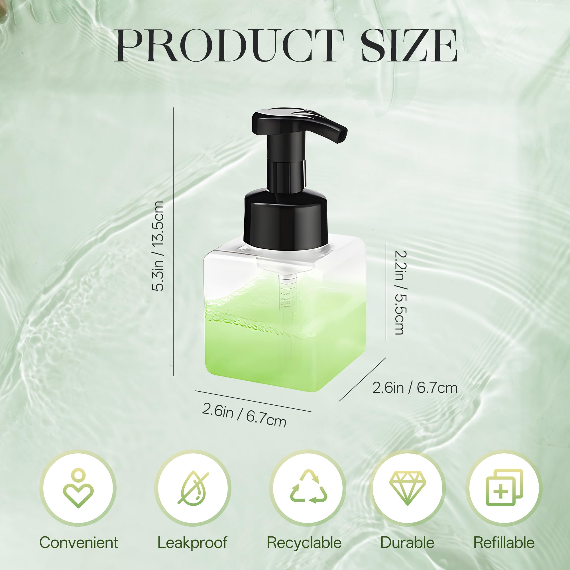 30 pcs 8.5 oz Foaming Soap Dispenser Plastic Foaming Pump Bottle, Refillable Dispenser with Plastic Pump, Empty Hand Bottles for Liquid Soap, Shampoo, Bathroom,Hotel,Restaurant (30, Transparent)