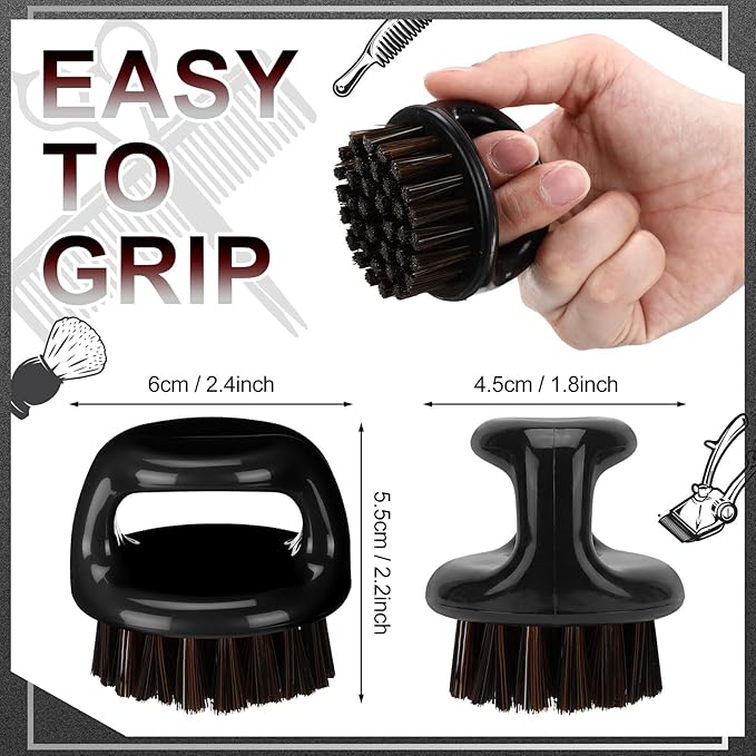4 Pcs Knuckle Brush for Men Barber Brush, Fade Brushes, Face and Neck Brushes, Mustache and Hair Supplies, Essential Barber Tool for Professional Barbering and Grooming Services(Black)