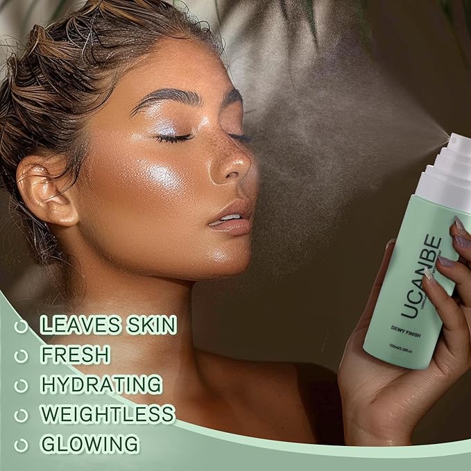 UCANBE Makeup Setting Spray, Dewy Finishing Spray for Makeup, Long Lasting Make Up Spray, Fast Drying Setting Mist for Fresh Dewy Makeup Look, 3.38 Fl Oz