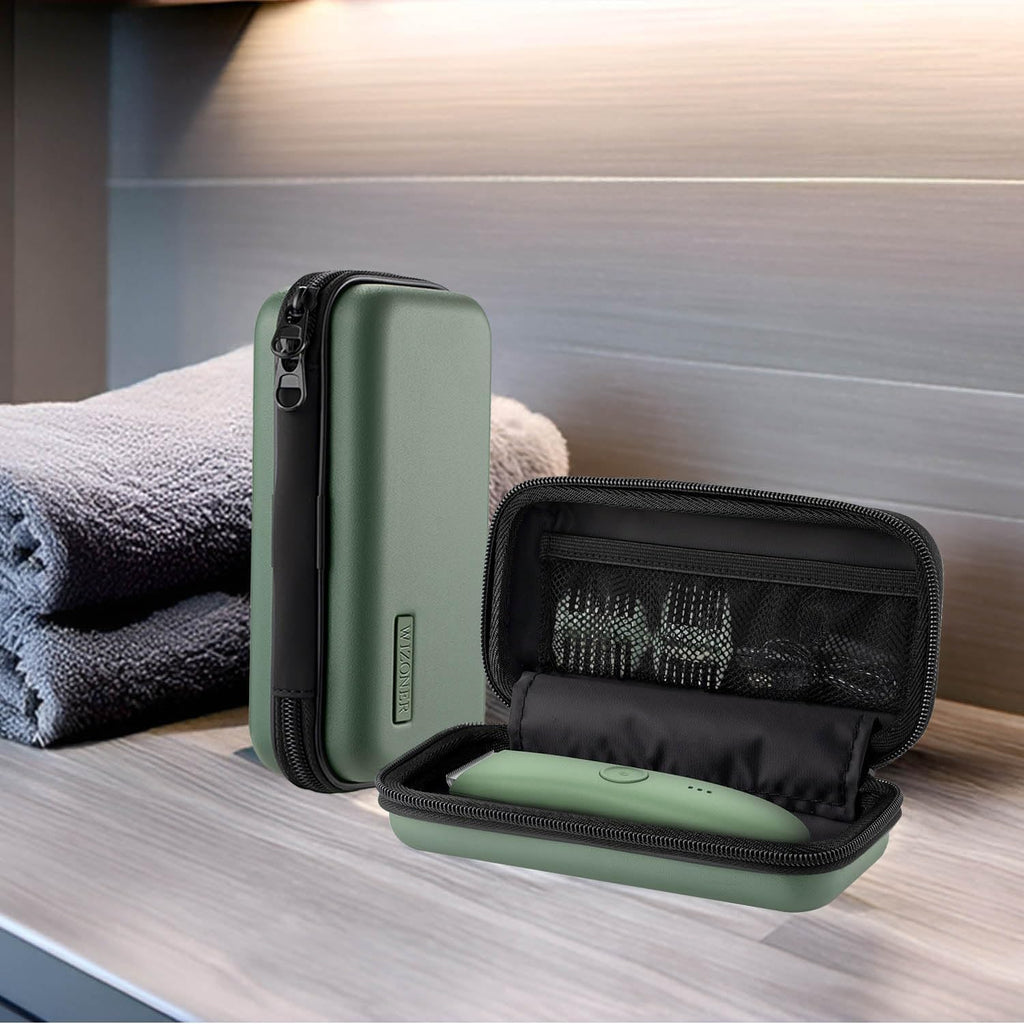 WIZONER Trimmer Case, Razor Storage Bag Shaver Travel Hard EVA Storage box for Electric Trimmer and Accessories - Case Only (Green)