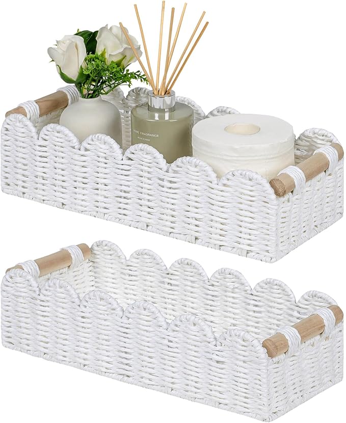 CubesLand Bathroom Basket Organizer, Toilet Tank Paper Storage Baskets 2PK