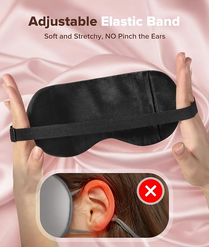 Silk Sleep Mask Light Blocking, LC-dolida Cooling Eye Mask for Sleeping Includes Silk and Gel Eye Masks for Migraine Dry Eye Women Men(Pink)