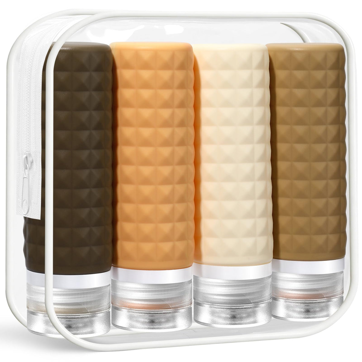Firstfooby Travel Bottles for Toiletries, TSA Approved Travel Size Containers, Leak Proof Silicone Shampoo Bottles, Small Toiletry Containers with Clear Bag for Shampoo Conditioner Lotion