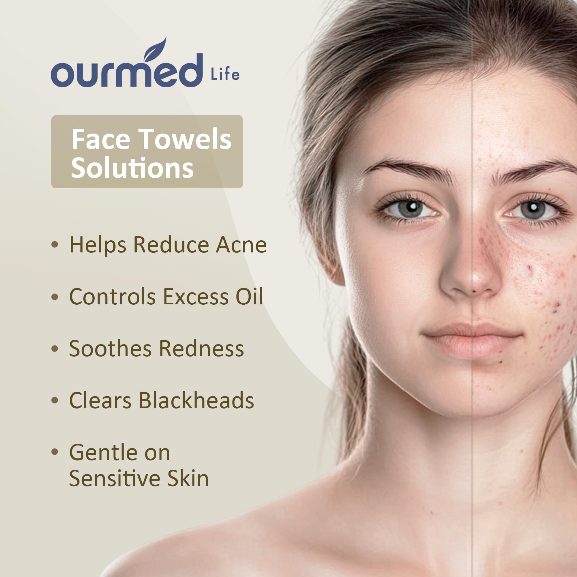 Ourmed Life Disposable Face Towels XL, Ultra Soft & Absorbent, 50 Count