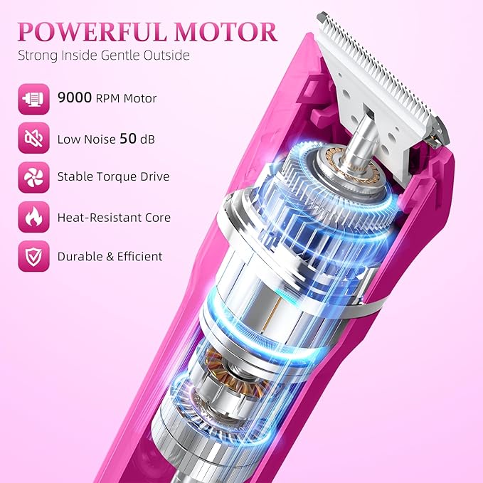 5-in-1 Bikini Trimmer for Women, IPX7 Waterproof Electric Razors Shaver, Cordless Body Hair Trimmer, Facial & Pubic Hair Removal, Ceramic Blade (Magenta)
