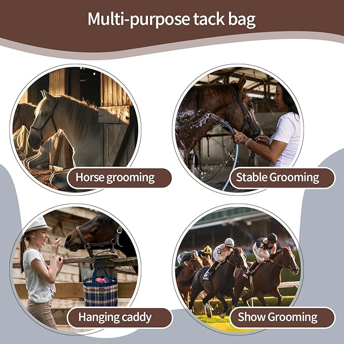 BARN & STABLE Breathable & Waterproof Mesh Horse Grooming Bag with 8 Pockets Tear-Resistant Grooming Tote for Horse Grooming Caddy Bag Organizer to Secure Items (Turqoise)
