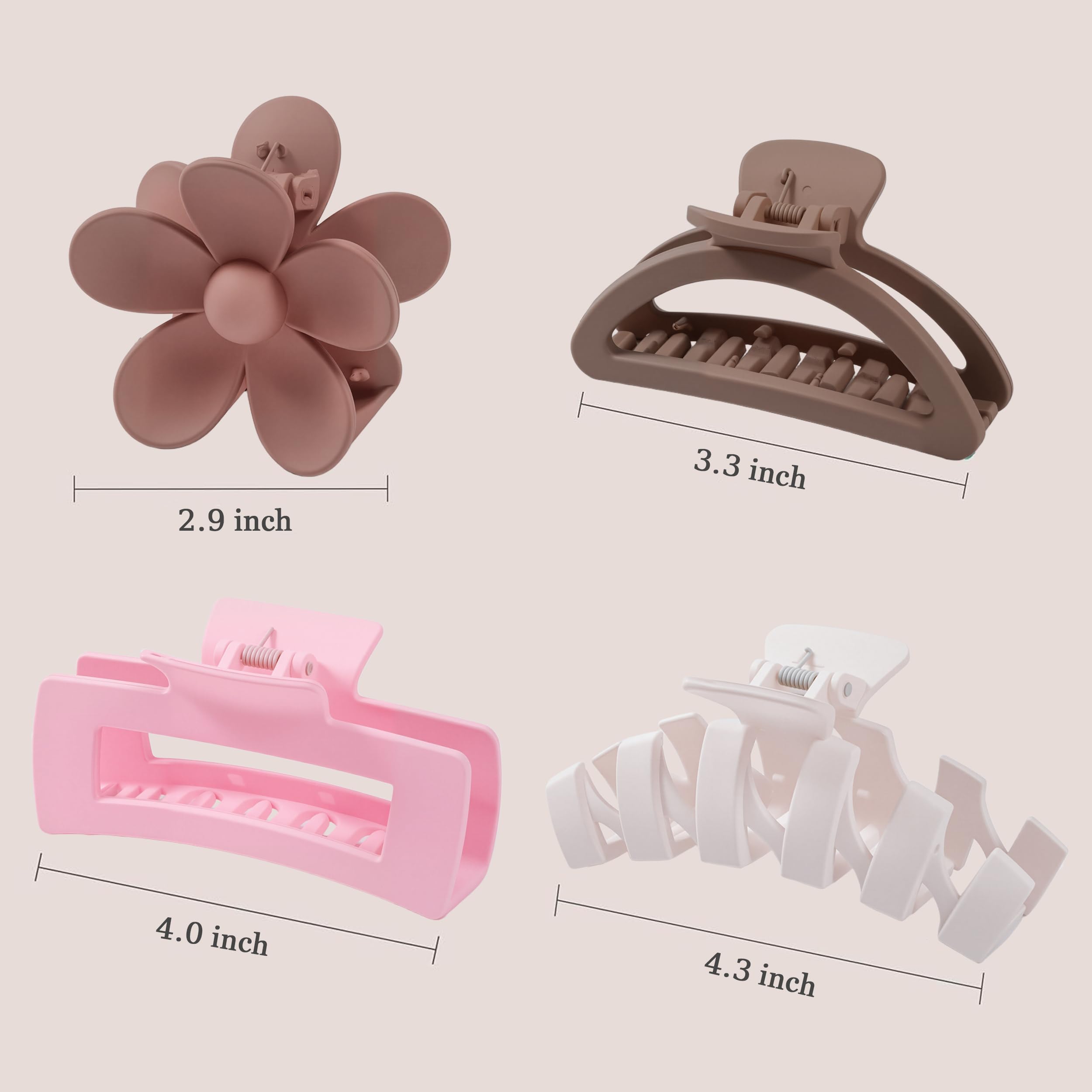 8PCS Hair Clips for Women, Flower Claw Clips for Thick Hair, Non-Slip Hair Accessories with Multi-Styles, Different Color Hair Claw Clips and Variety Pack, Ideal for Girls
