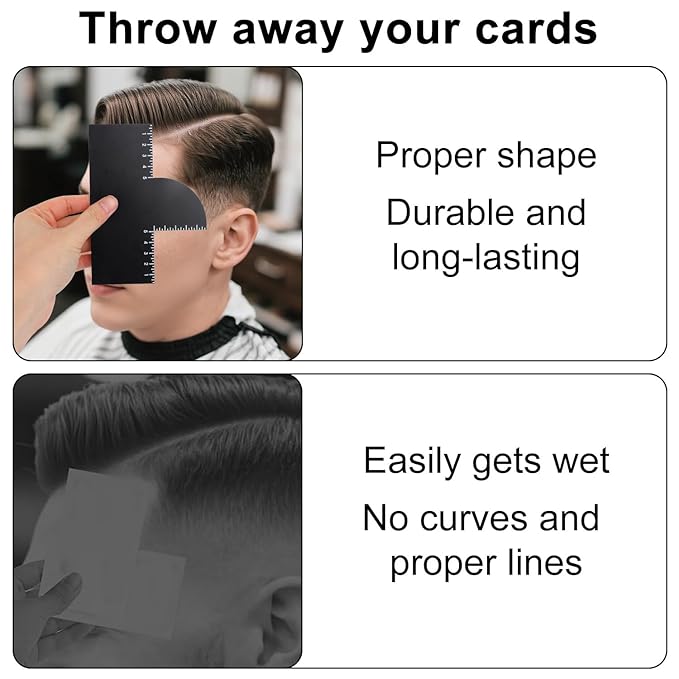 2pcs Enhancement Card for Barbers with Measurement Indicators, Reusable Hairline Shaper Shaping Tool and Color Spray Edge Hair Liner Line up Tool for Barber Beard Stencil Maker Accessories Supplies