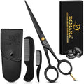 DEMAXA 5" Professional Beard Scissors for men Mustache Scissors with 1 Mustache Comb, 1 Beard Comb & Soft Pouch – Prefect Beard shears mustache kit for All Facial Hair – moustache Grooming kit for Men
