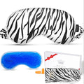 Cavoilu Sleep mask w/Cooling Gel Eye Mask, Heated Eye Mask for Sleeping, Reusable Ice Silk Stain Eye Cover Sleeping Mask for Travel, Home, Office, Yoga, Total Blackout, Stocking Stuffer (Zebra)