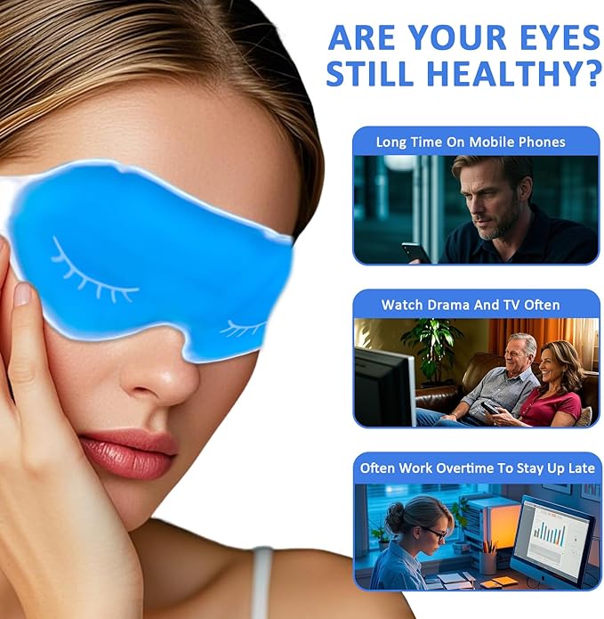 2 Pack Cold Cooling Eye Mask, Hot/Cold Reusable Ice Packs - Compress Therapy for Puffy Eyes, Skin Care, Headaches, Migraines, Stress Relief.