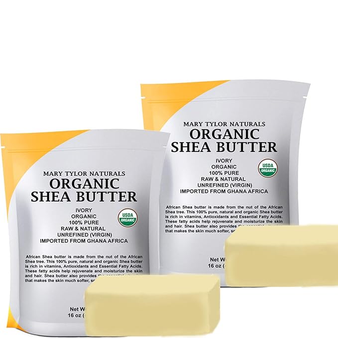 Mary Tylor Naturals Pure Shea butter 2 lb Raw, Unrefined, Ivory From Ghana Africa — Great for Hair, Skin and DIY projects