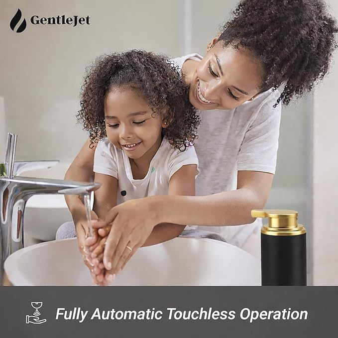 GentleJet SimpleFoam Automatic Foaming Soap Dispenser Touchless Sensor, USB-C Rechargeable, IPX5 Waterproof, Dual Output for Bathroom Kitchen Sink, ABS Compact Design