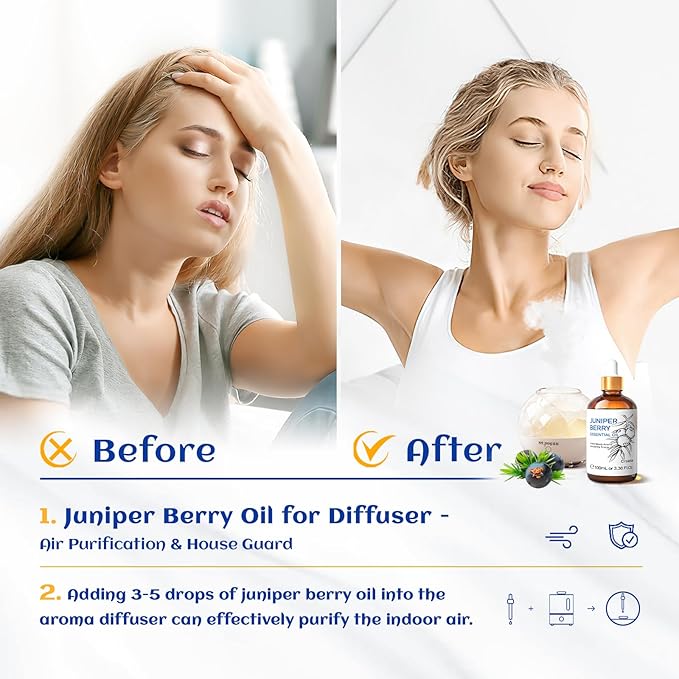 HIQILI Juniper Berry Essential Oil for Aromatherapy,Hair & Skin Care
