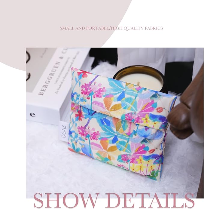 DGAZ Sanitary Napkin Storage Bag, Period Bag for Teen Aged Girls, Portable Period Bag for Panty Liners/Menstrual Cup/Small Tampons，Mini Makeup Bag for Purse(Emerald White)