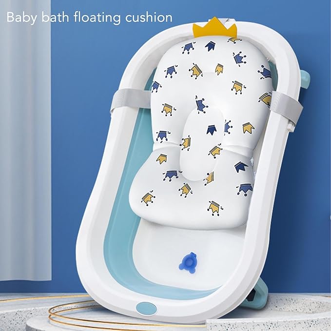 GOTOTOP Baby Bath Cushion Infant Bath Support Pillow Floating Pad for Newborns 0-12 Months with 3 Buckle Safety Straps Adjustable Head Neck Support Soft