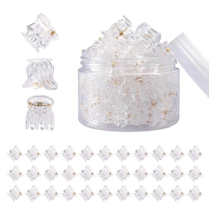 YOHAMA 36PCS Clear Mini Hair Claw Clips for Women & Girls Bangs Clamp Clip