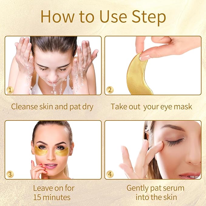 USTELIR Under Eye Patches, 40 Pairs Eye Mask for Dark Circles, Puffy Eyes, Undereye Bags,Wrinkles,Eye Mask Patches with 24K Gold, Eye Treatment Skin Care for Men & Women Gift