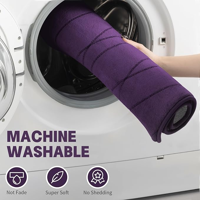 YIHOUSE Bathroom Rugs Set 3 Piece, Memory Foam Bath Mat Purple